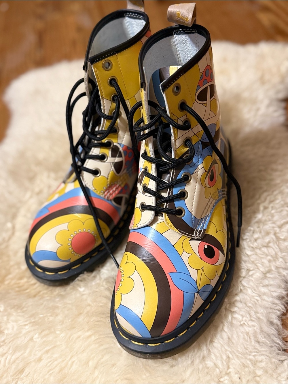 Dr Martens Colorful Psychedelic Floral Lace-Up Boots - Picture 2 of 6